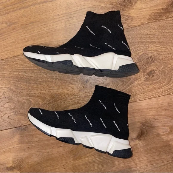 Balenciaga Women's Black Stretch Polyester Speed Sneakers - Picture 4 of 9